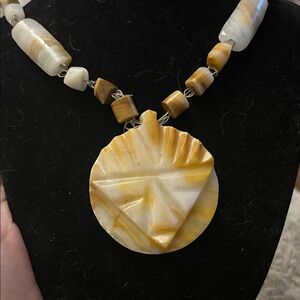 Artisan Sunburst Jasper Pendant Necklace Handmade